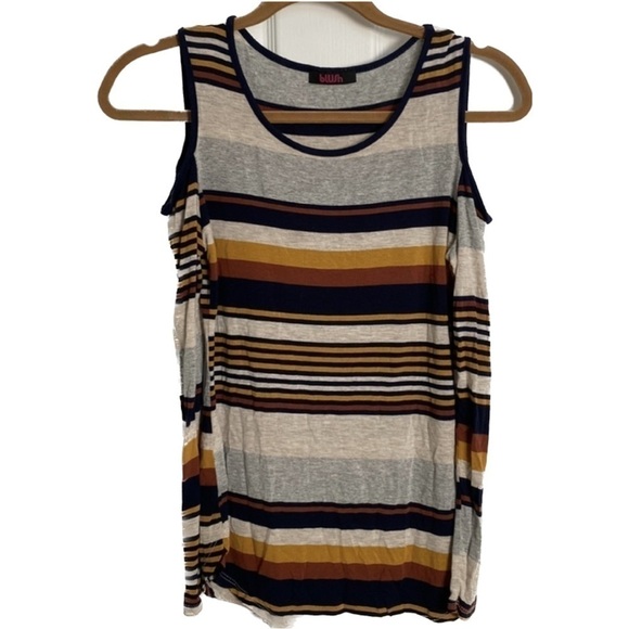 Blush Women’s Cold Shoulder Striped Long Sleeve Shirt Small - Picture 6 of 6